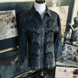 Graff wear Sparkly Embellished Black Jean Jacket